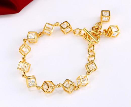 【k金手链】韩版仿黄金手链女 轻奢时尚幸福魔方手饰手链 商品图4