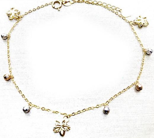 【K金手链】18k金手链脚链立体花朵路路通珠子手链 商品图2