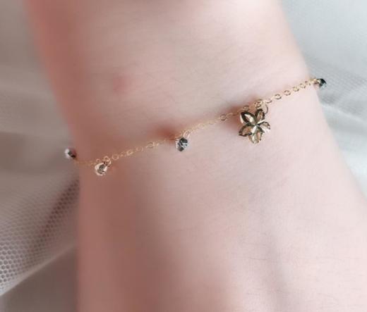 【K金手链】18k金手链脚链立体花朵路路通珠子手链 商品图0