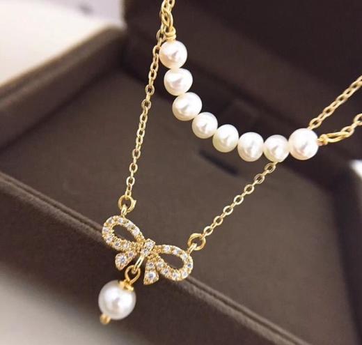 【美妆饰品】双层蝴蝶结项链 商品图2