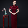 上海旗袍厂LHS-L9060酒红色妈妈装婚宴婚礼婚庆喜宴旗袍礼服端庄大气长款绣花旗袍裙 商品缩略图1