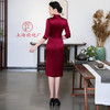 上海旗袍厂LHS-1083红新款立体绣花妈妈装婚宴旗袍喜婆婆婚礼婚庆旗袍裙礼服中长袖秋季 商品缩略图6