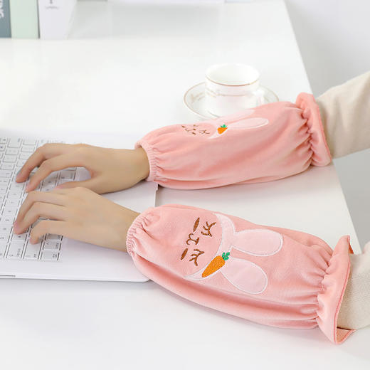 韩版长款袖套女秋冬绒布套袖可爱成人护袖学生羽绒服袖头工作袖筒 商品图1