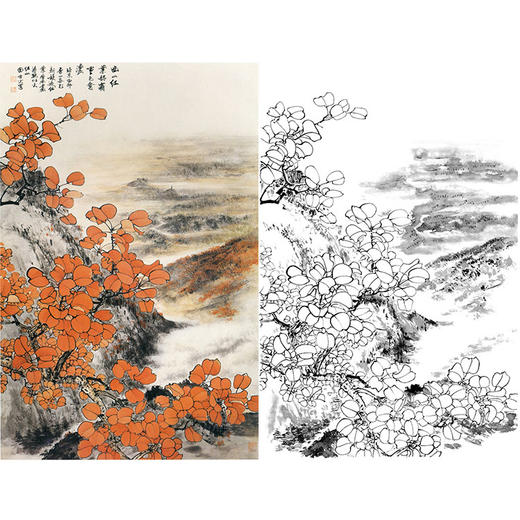 田世光工笔竖幅花鸟白描底稿-《霜重色愈浓》-多种白描尺寸可选-SG11 商品图0