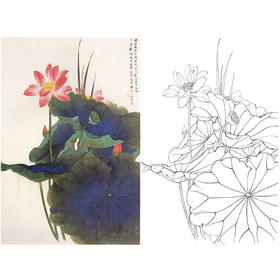 田世光工笔竖幅花鸟白描底稿-《颐和园盛夏图》-多种白描尺寸可选-SG08
