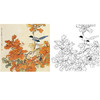 田世光工笔花鸟白描底稿-《秋艳双栖图》斗方小品册页-多种白描尺寸可选 -SG05 商品缩略图0