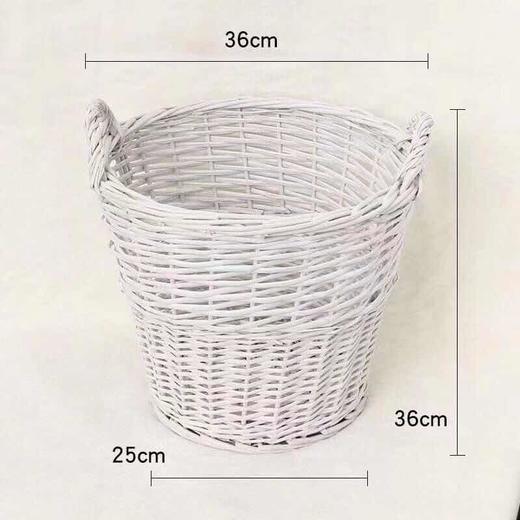白色双耳竹编花篮 商品图0