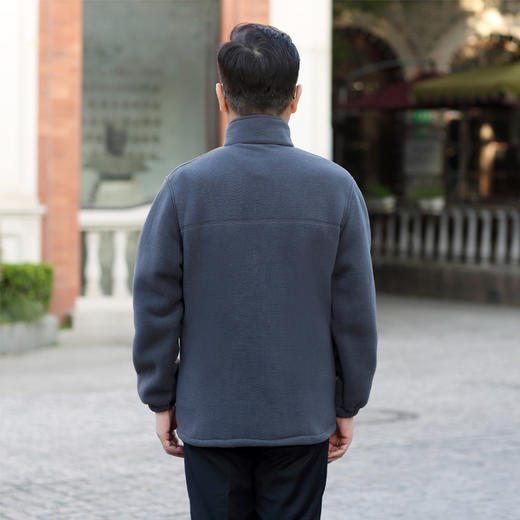 秋冬抓绒衣男户外上衣开衫摇粒绒外套男两面穿加绒加厚中老年大码 商品图2