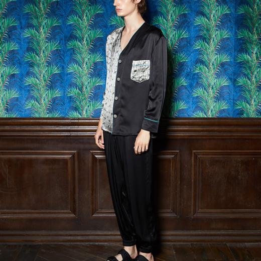 「宇宙游园」/THE FABRIC UNION 男士真丝印花长袖睡衣套装 "仙岛飞行记" 商品图1