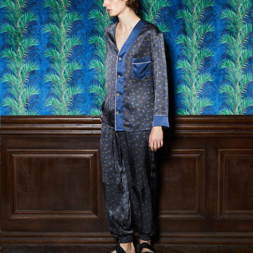 「宇宙游园」/THE FABRIC UNION 男士真丝印花长袖睡衣套装 "仙岛飞行记" 商品图1