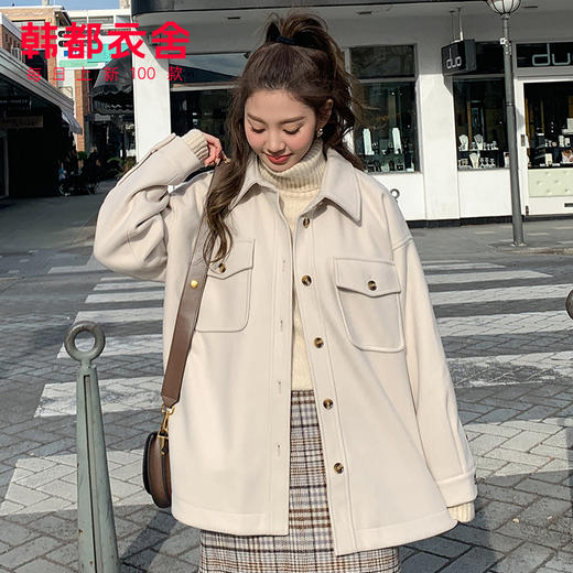 韩都衣舍2020冬装新款女装韩版宽松洋气短款大衣毛呢外套MY1319沐 商品图2
