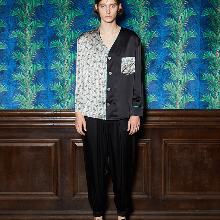 「宇宙游园」/THE FABRIC UNION 男士真丝印花长袖睡衣套装 "仙岛飞行记"