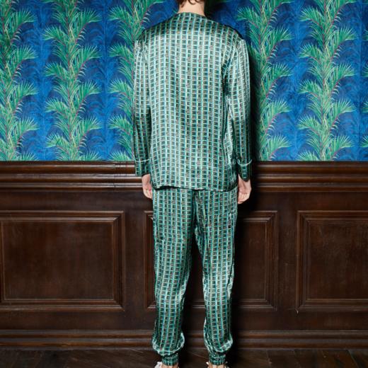 「宇宙游园」/THE FABRIC UNION 男士真丝印花长袖睡衣套装 "观星" 商品图2