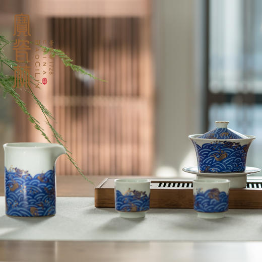 宝瓷林江海无涯7头青花描金茶具 商品图3