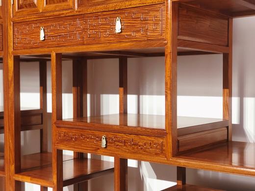 红桥红  家具严选  缅甸花梨(大果紫檀）  【夔龙纹博古架两件套】 商品图5