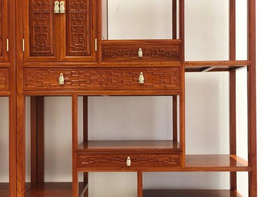 红桥红  家具严选  缅甸花梨(大果紫檀）  【夔龙纹博古架两件套】 商品图3