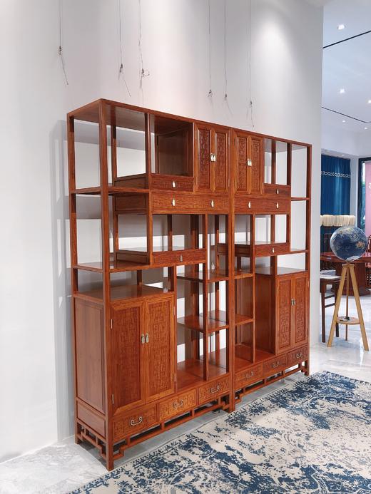 红桥红  家具严选  缅甸花梨(大果紫檀）  【夔龙纹博古架两件套】 商品图1