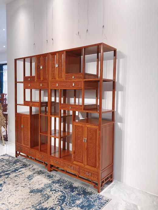 红桥红  家具严选  缅甸花梨(大果紫檀）  【夔龙纹博古架两件套】 商品图4
