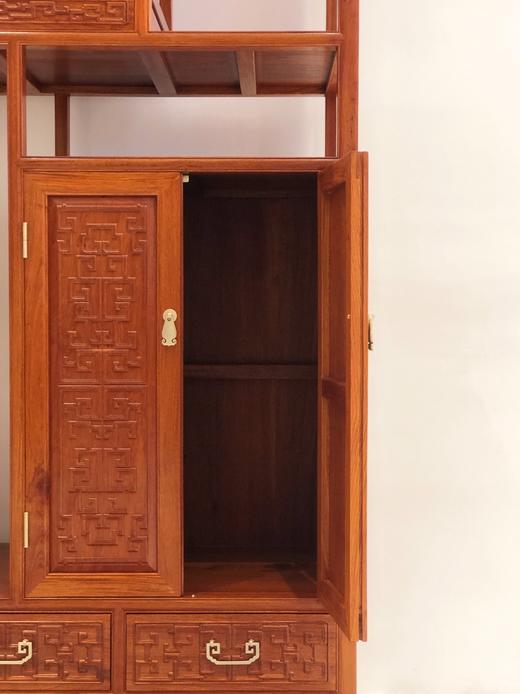 红桥红  家具严选  缅甸花梨(大果紫檀）  【夔龙纹博古架两件套】 商品图7