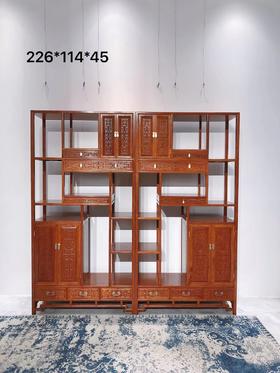 红桥红  家具严选  缅甸花梨(大果紫檀）  【夔龙纹博古架两件套】