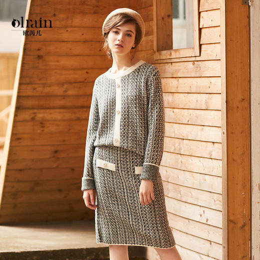 欧芮儿两件套毛衣加裙子套装女2019秋装时尚百搭洋气复古 商品图0