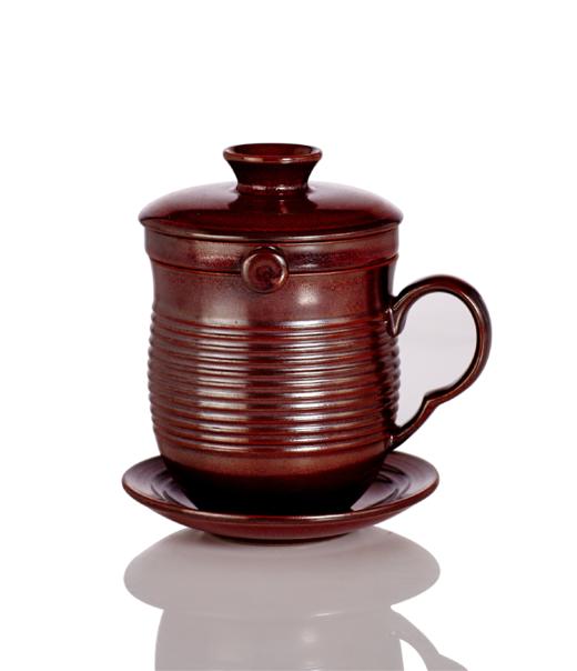 【高杯】时来运转四件套 陶土+铁红釉 商品图0