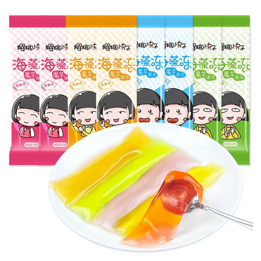 樱桃小丸子 蒟蒻果汁 果冻 魔芋海藻冻 约25条500g 休闲零食 伴手礼物包邮 散装（多种口味） 500g 魔芋海苔冻 商品图0