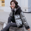 LJY-Q8872-107冬季新款一体颗粒绒拼接亮面连帽棉服 商品缩略图2