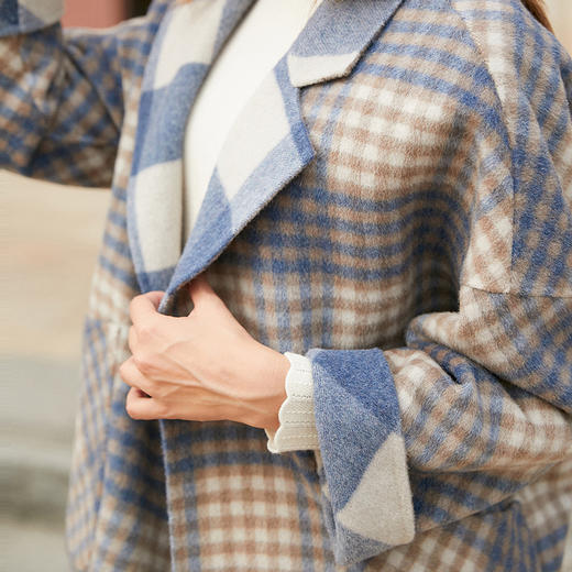 欧芮儿冬装2021新款西装领毛呢大衣百搭呢子外套女加厚保暖 商品图3