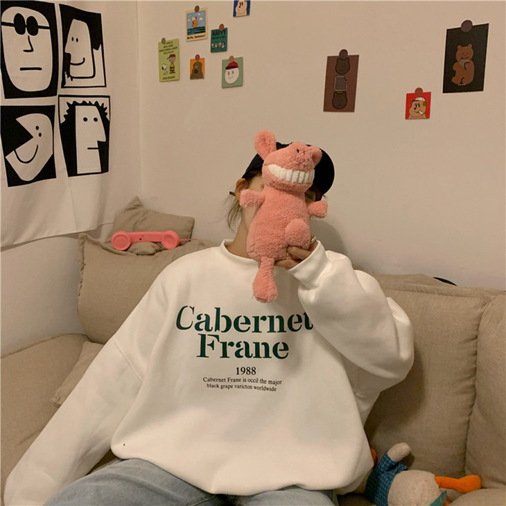 hspm秋冬敲显白色卫衣推荐cabernetfrane中领薄绒卫衣楥