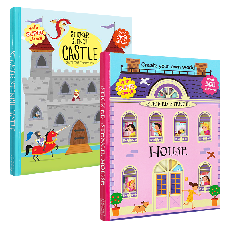 【现货】文脉出品House+Castle静电贴纸书房屋设计师+城堡军事家儿童早教益智游戏认知英文原版绘本正版图书籍