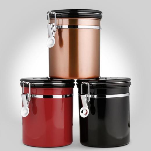 【厨房配件】带排气阀304不锈钢密封罐咖啡豆储存罐干果茶叶罐 商品图0