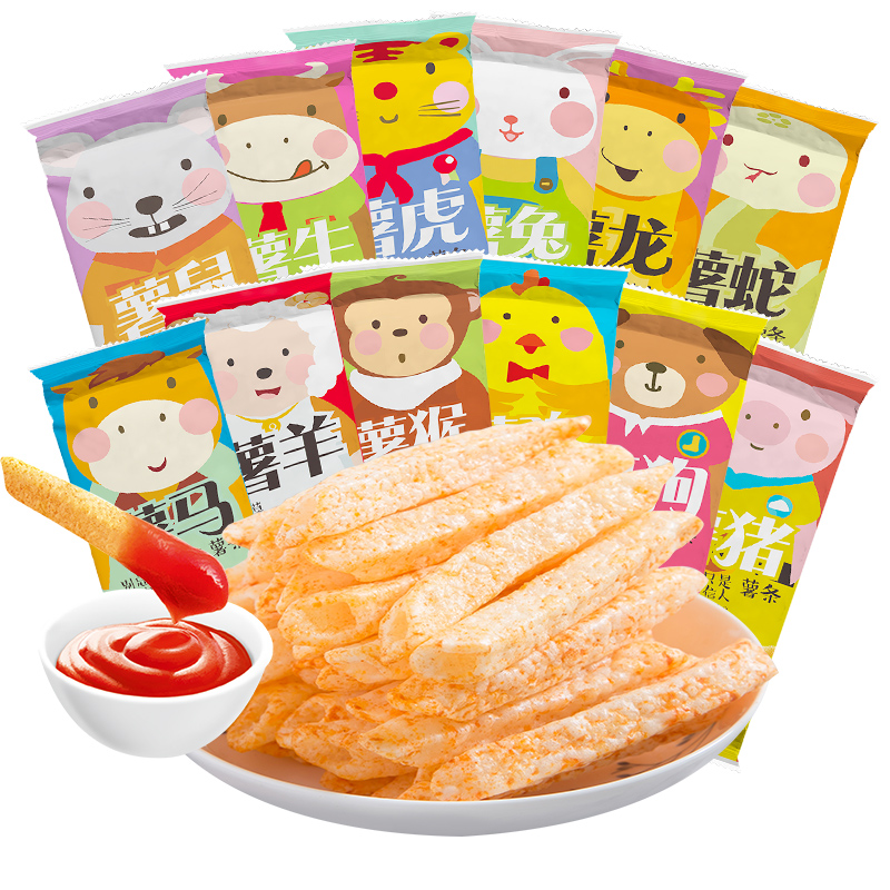 董小姐空心薯条蘸酱粗散装自选小吃零食膨化休闲食品十二生肖18包