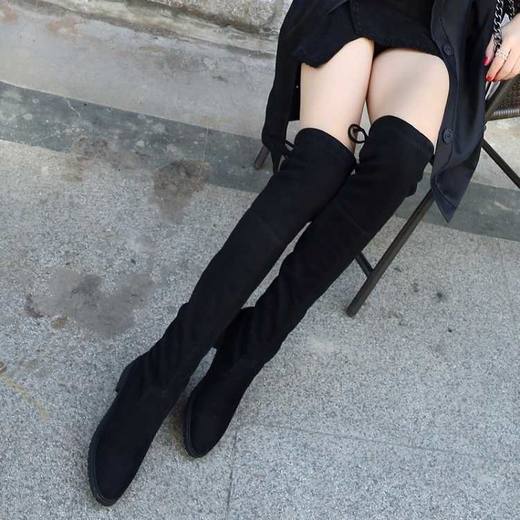 秋冬新款过膝长靴女显瘦高筒靴长筒靴平底靴子七夕情人节 商品图0