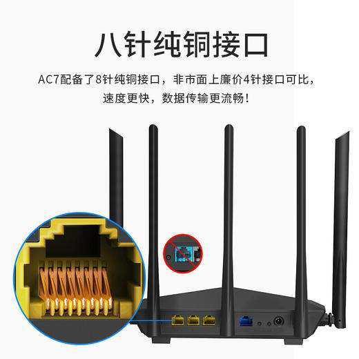 腾达（Tenda）AC7 1200M 穿墙增强型 无线路由器 家用5G双频 智能游戏路由 WiFi信号放大 商品图1