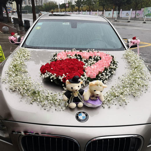 婚车花车花饰套餐-结婚新人主婚车鲜花装饰豪华气派可上门布置 商品图3