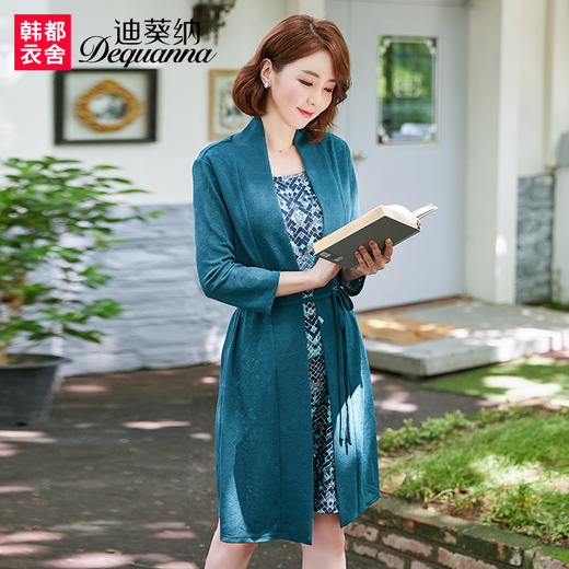 迪葵纳中老年女装秋装新款中年女妈妈装假两件套连衣裙FQ7659钬 商品图0