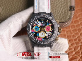 WWF劳力士，宇宙计时迪通拿系列，碳纤维材质打造，镜面双面电镀高透膜工艺，上海7750计时机芯，功能同步原装！男士腕表，绢丝表带，自动