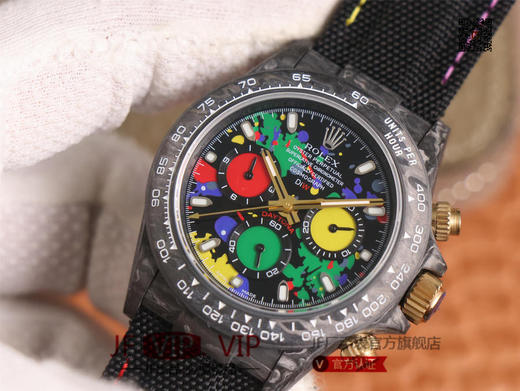 WWF劳力士，宇宙计时迪通拿系列，碳纤维材质打造，镜面双面电镀高透膜工艺，上海7750计时机芯，功能同步原装！男士腕表，绢丝表带，自动 商品图3