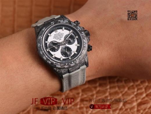 WWF劳力士，宇宙计时迪通拿系列，碳纤维材质打造，镜面双面电镀高透膜工艺，上海7750计时机芯，功能同步原装！男士腕表，绢丝表带，自动 商品图11