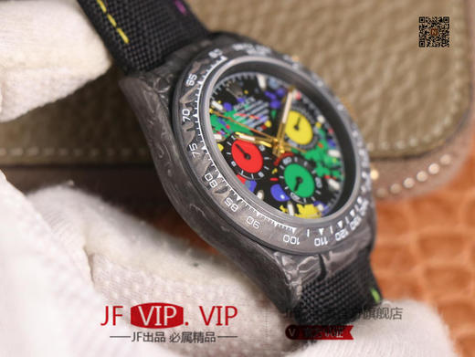 WWF劳力士，宇宙计时迪通拿系列，碳纤维材质打造，镜面双面电镀高透膜工艺，上海7750计时机芯，功能同步原装！男士腕表，绢丝表带，自动 商品图5