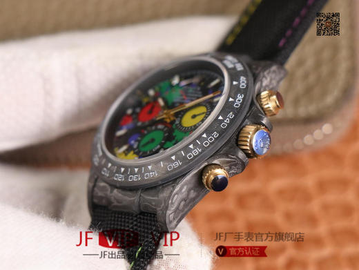 WWF劳力士，宇宙计时迪通拿系列，碳纤维材质打造，镜面双面电镀高透膜工艺，上海7750计时机芯，功能同步原装！男士腕表，绢丝表带，自动 商品图4