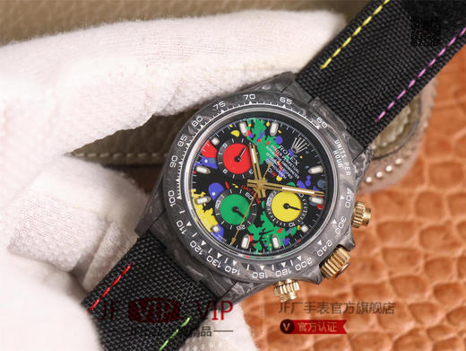 WWF劳力士，宇宙计时迪通拿系列，碳纤维材质打造，镜面双面电镀高透膜工艺，上海7750计时机芯，功能同步原装！男士腕表，绢丝表带，自动 商品图1