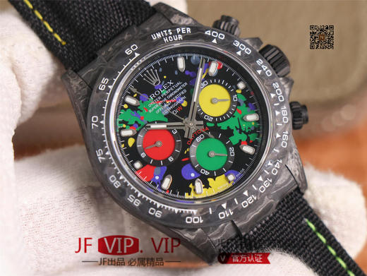 WWF劳力士，宇宙计时迪通拿系列，碳纤维材质打造，镜面双面电镀高透膜工艺，上海7750计时机芯，功能同步原装！男士腕表，绢丝表带，自动 商品图3