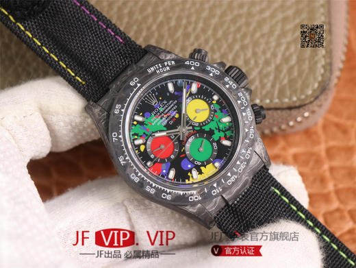 WWF劳力士，宇宙计时迪通拿系列，碳纤维材质打造，镜面双面电镀高透膜工艺，上海7750计时机芯，功能同步原装！男士腕表，绢丝表带，自动 商品图2