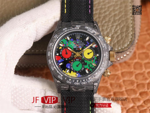 WWF劳力士，宇宙计时迪通拿系列，碳纤维材质打造，镜面双面电镀高透膜工艺，上海7750计时机芯，功能同步原装！男士腕表，绢丝表带，自动 商品图0