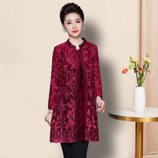 JS-DL8178冬季新款婚宴喜庆礼服加绒加厚连衣裙两件套 商品图3