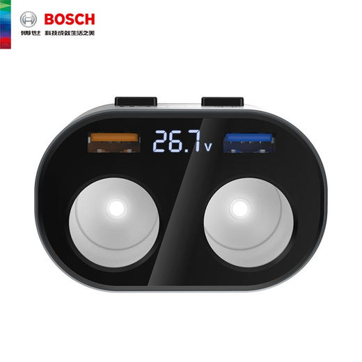 员工内购平台博世（BOSCH）PS700 车载充电器点烟器一拖二双USBQC3.0快充双点烟口 电压LED数显 商品图5