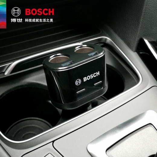 员工内购平台博世（BOSCH）PS600 车载充电器点烟器一拖二双USB双点烟口多功能转换器 电压检测LED数显 商品图2