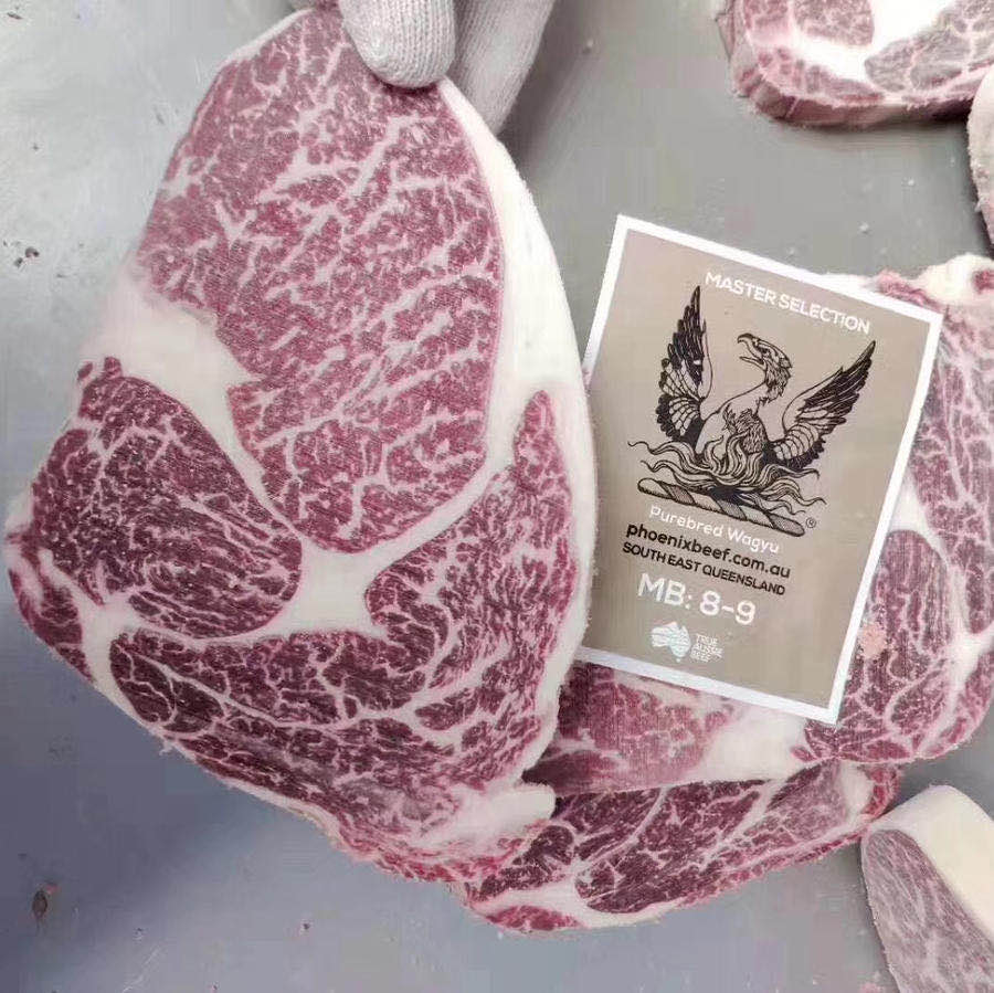 澳洲金凤凰纯血和牛眼肉M8-9，比最迷人的雪花更漂亮的是极致细腻柔嫩